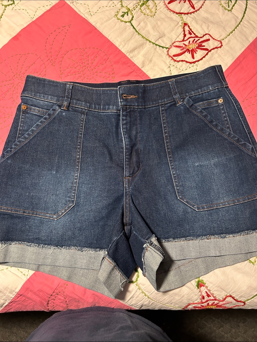 Democracy Dark Blue Denim Roll Cuff Shorts